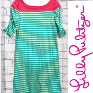 Lilly Pulitzer Blue & Pink Striped Shirt Dress SM